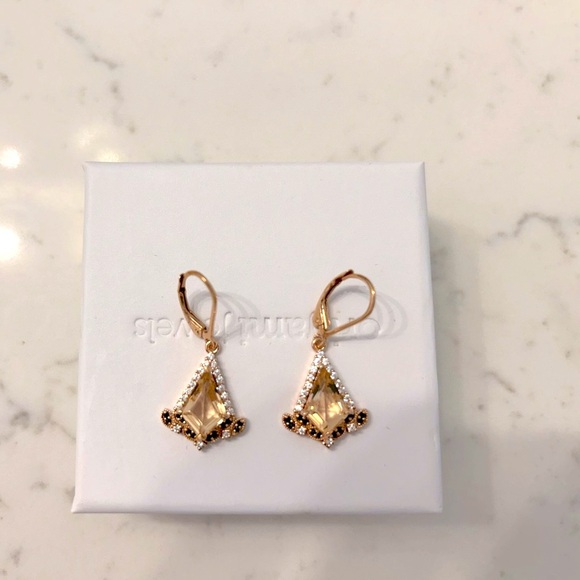 Real Rose gold earrings w/ lab made peach morganite gemstone 💎 - Picture 1 of 4